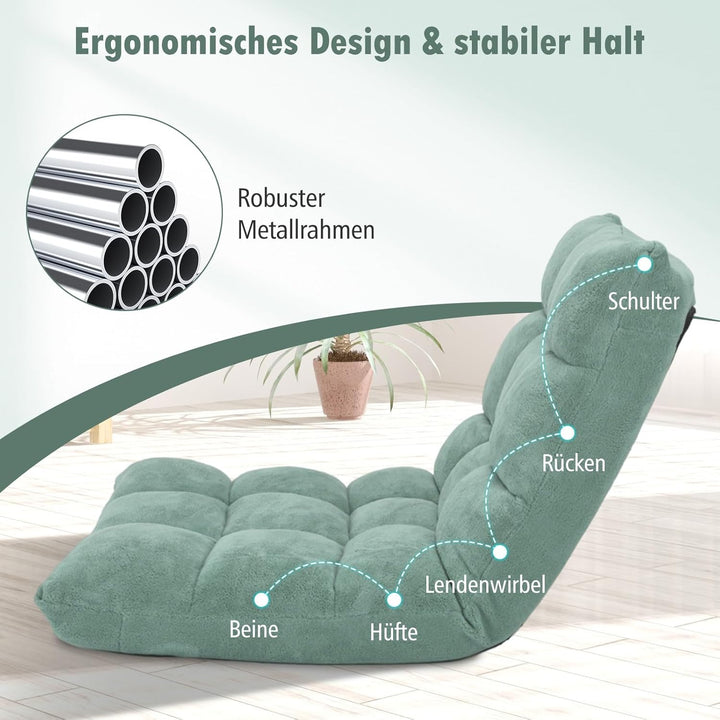 GOPLUS Bodenstuhl, Bodensofa mit Rückenlehne, Bodensessel mit Schlaffunktion, Floor Chair, Lazy Sofa