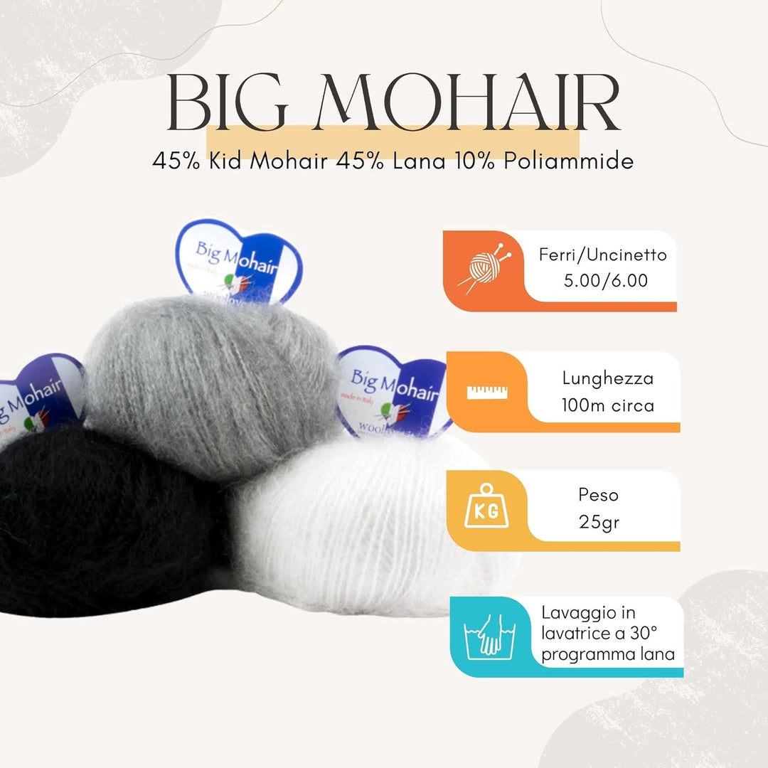 Tricot Café – Big Mohair – ideal für Babys, gemischte Wolle, Schwarz 17, Schwarz 17