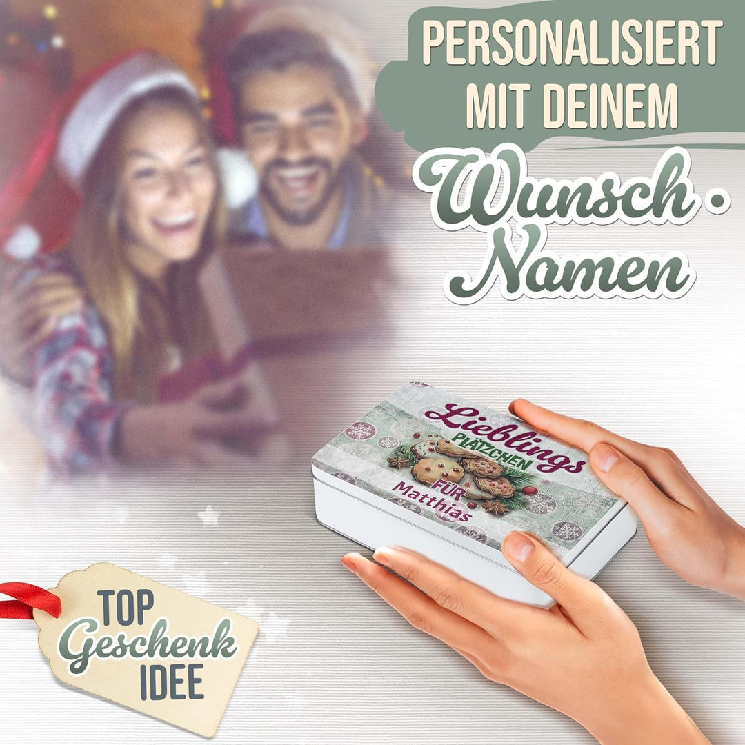 Print Royal PR Geschenkdose mit Name personalisiert - Lieblingsplätzchen für - Blechdose bedrucken,