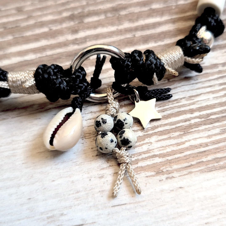 EM-Keramik Kette *Gipsymee* Dalma Tina - edles Tau Schmuckhalsband für Hunde - Schwarz, Champagner u