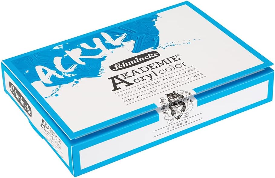Schmincke – AKADEMIE® Acryl, 6 x 60 ml-Tuben, 76 759 097, kleines Basis-Kartonset, brillante, farbst
