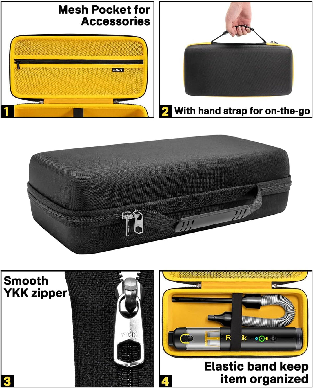 RAIACE Autostaubsauger-Etui, Hartschalen-Reiseetui, kompatibel mit Fanttik V8 Apex/Slim V8 Mate/ V10