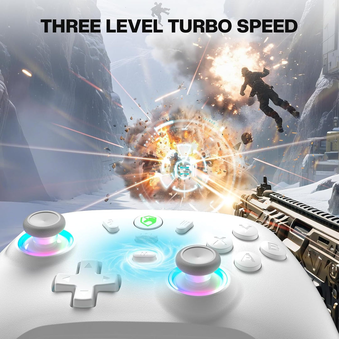 ECHTPower PC Wireless Controller, 1000Hz Gaming-Controller mit RGB/Hall-Joystick/Turbo/Vibration/800