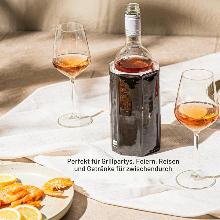 Vacu Vin Weinkühler, flexibel, wiederverwendbar, schwarz, für effiziente Kühlung von Standardflasche