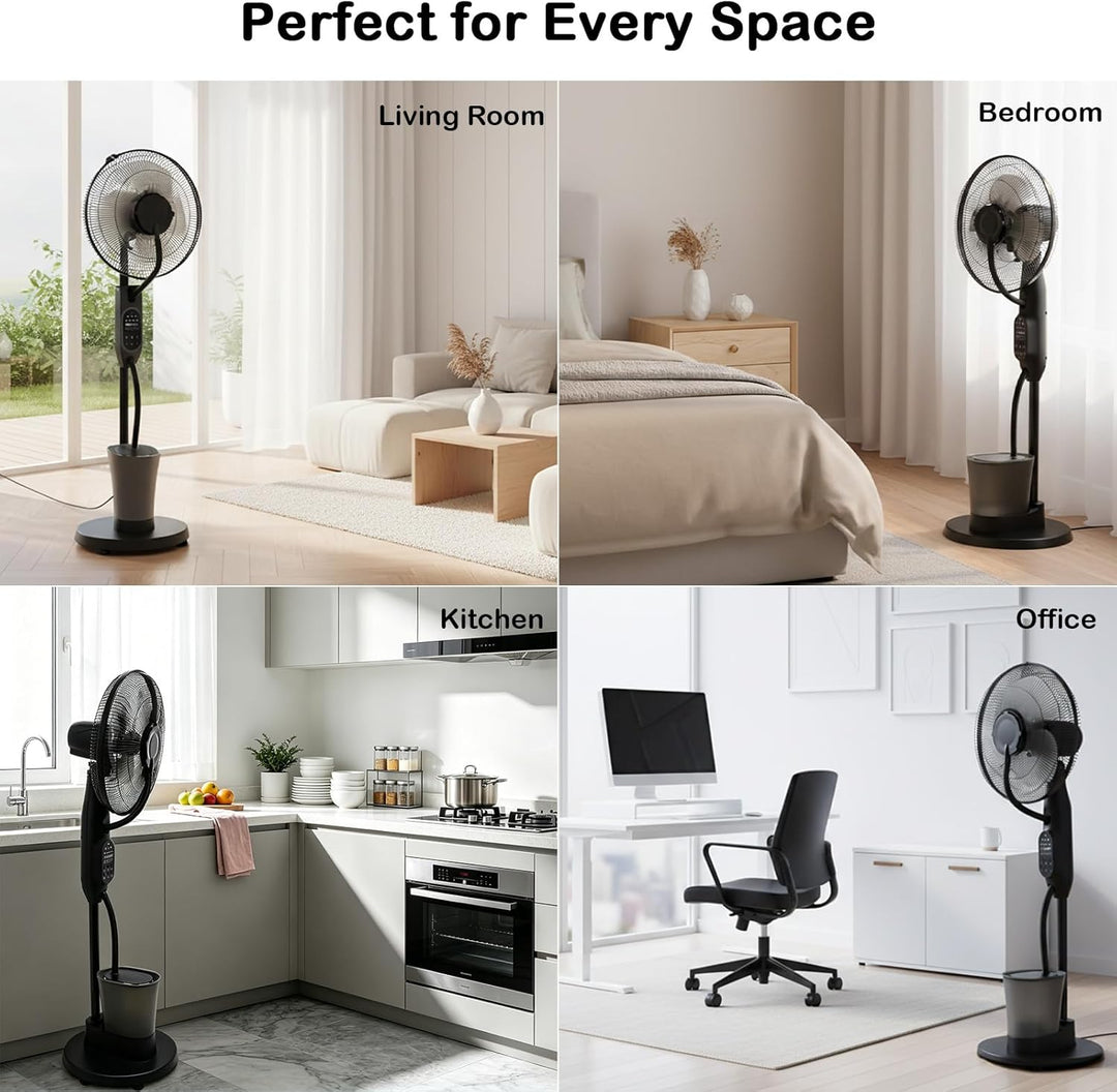 Standventilator mit Wasserkühlung, Stand-Ventilator Frosty mit Wasser, Ventilator inkl. Sprühnebel,