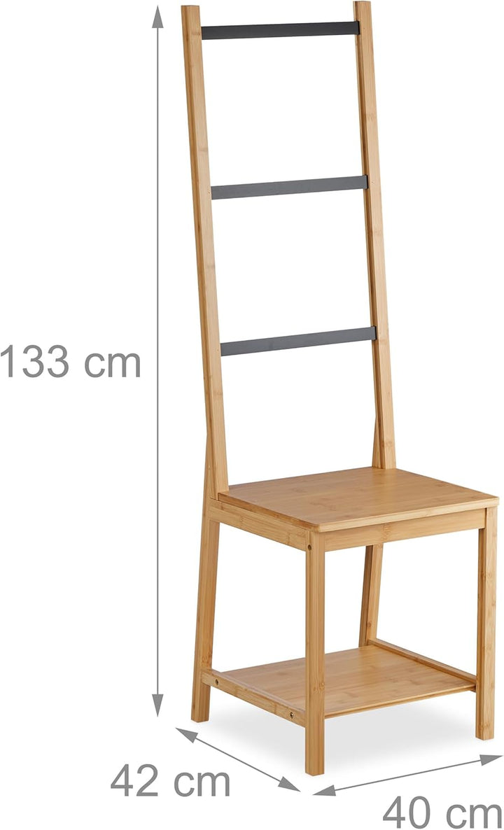 Relaxdays Herrendiener mit Ablage, Bambus, HBT: 133x40x42 cm, Kleiderstuhl Schlafzimmer, Handtuchstä