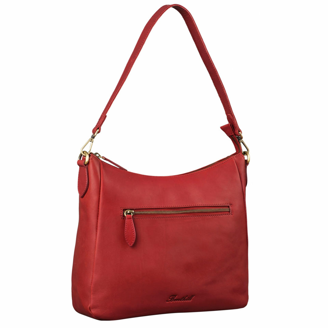 Benthill Damen Tasche Leder - Handtasche aus echtem Rindsleder - Umhängetasche mit Reissverschluss -