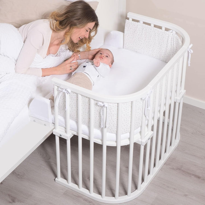 babybay Verlängerungsseite schiefergrau lackiert inkl. Matratzenergänzung weiss passend für Modell O