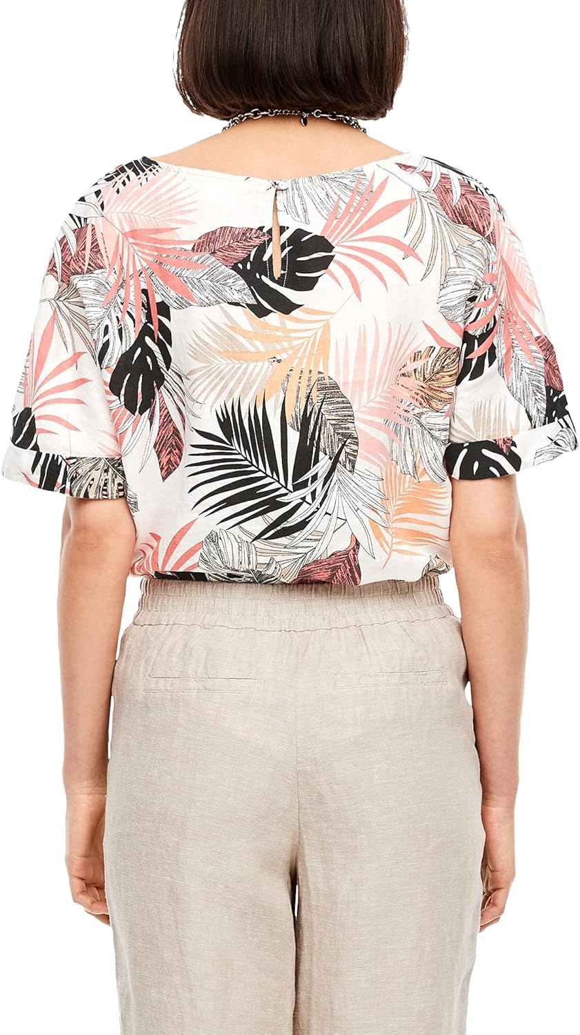 s.Oliver Damen Kurzarm Bluse 42 02a3 Off-white Aop, 42 02a3 Off-white Aop