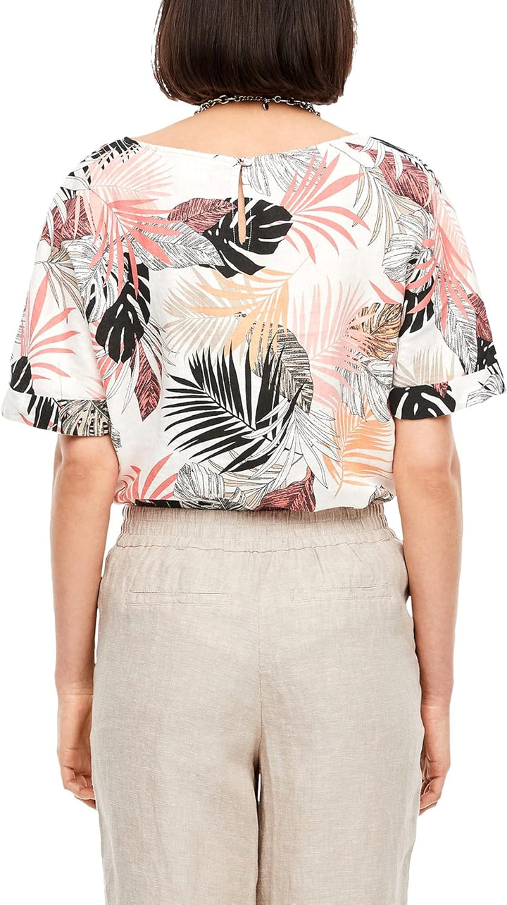 s.Oliver Damen Kurzarm Bluse 42 02a3 Off-white Aop, 42 02a3 Off-white Aop