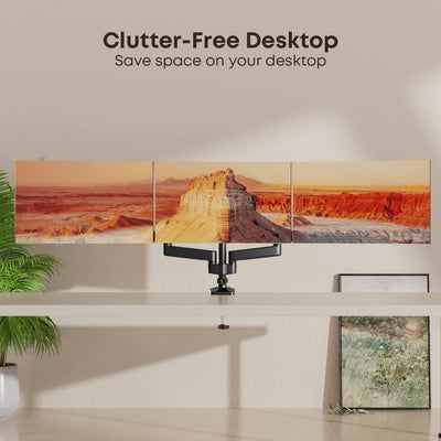 PUTORSEN Monitor Halterung 3 Monitore, Ergonomische Gasfeder Monitorhalterung für 17-27 Zoll LCD Bil