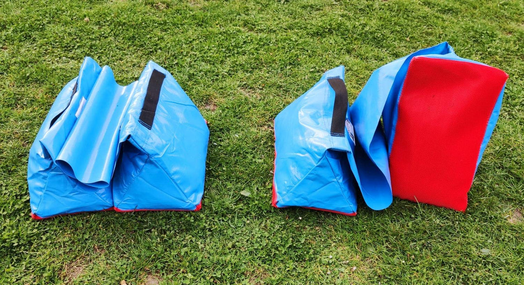 Callieway Premium Dog Agility Tunnel Sandsack - (2er Pack) blau mit Gumminoppen Stoppermatte für Agi