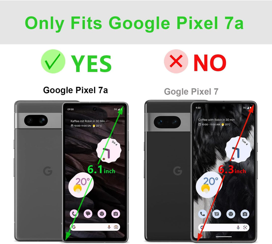 LENSUN Echtleder Hülle für Google Pixel 7a, Handyhülle [Echtes Leder] [Magnetverschluss] [Standfunkt