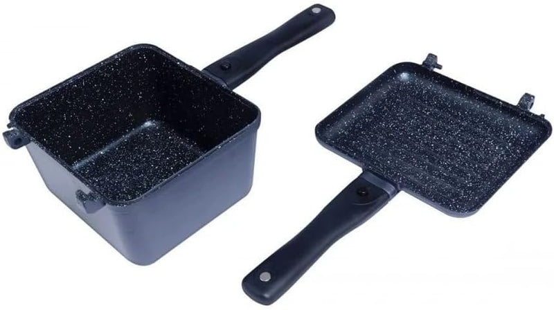 RidgeMonkey Connect Deep Pan & Griddle Granite Edition - Pfanne zum Kochen am Wasser, Kochtopf Stand