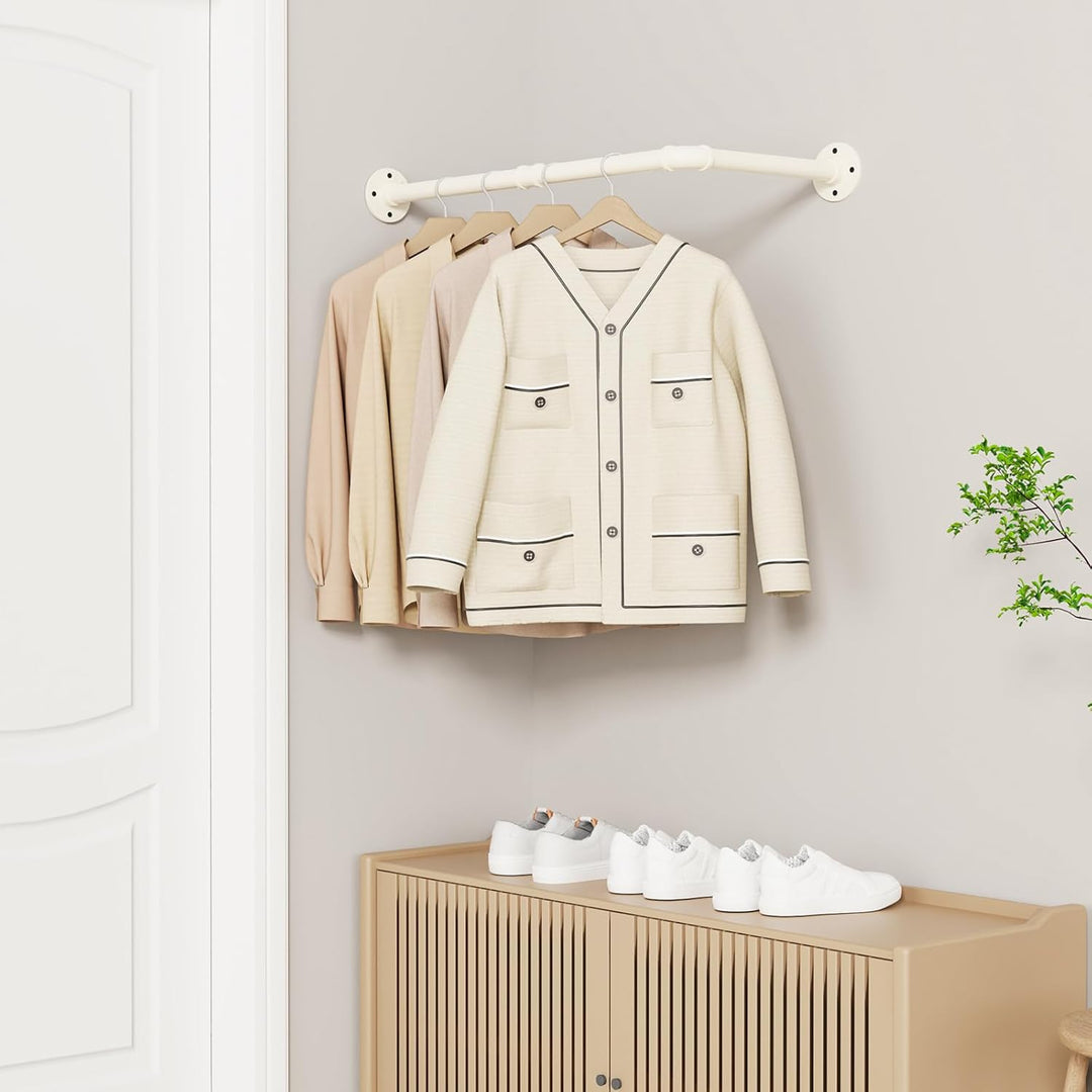 YheenLf Garderobenstange Wand L Form, Kleiderstange Industrial, Platzsparenders Kleiderständer für d