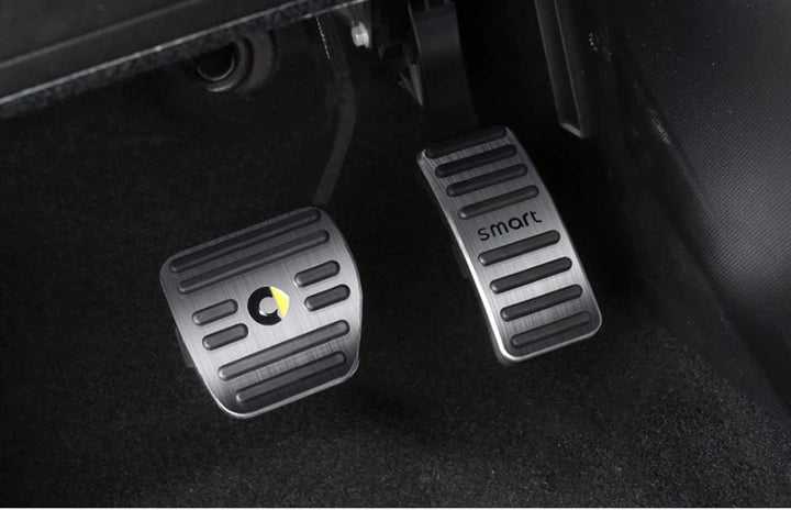 SHIFENG Für Smart 453 Fortwo Forfour Gaspedal Bremspedal Abdeckung Zubehör (Silber, Smart-Logo)