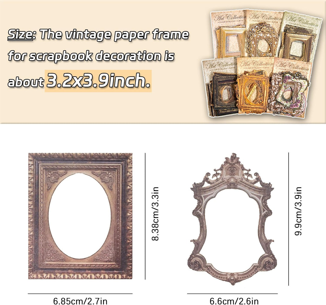 180 Stück Vintage Fensterrahmenpapier für Scrapbook Handwerk, MaehSab Vintage Foto DIY Journaling Su