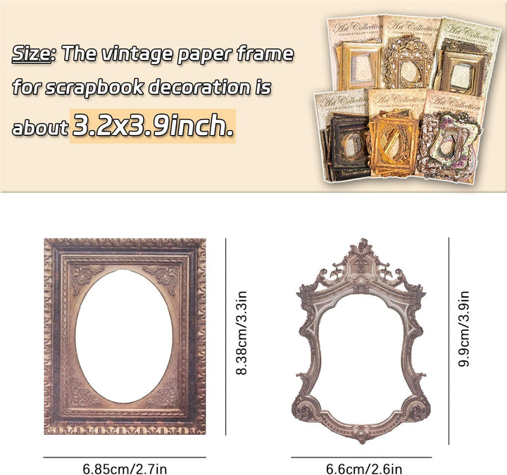 180 Stück Vintage Fensterrahmenpapier für Scrapbook Handwerk, MaehSab Vintage Foto DIY Journaling Su