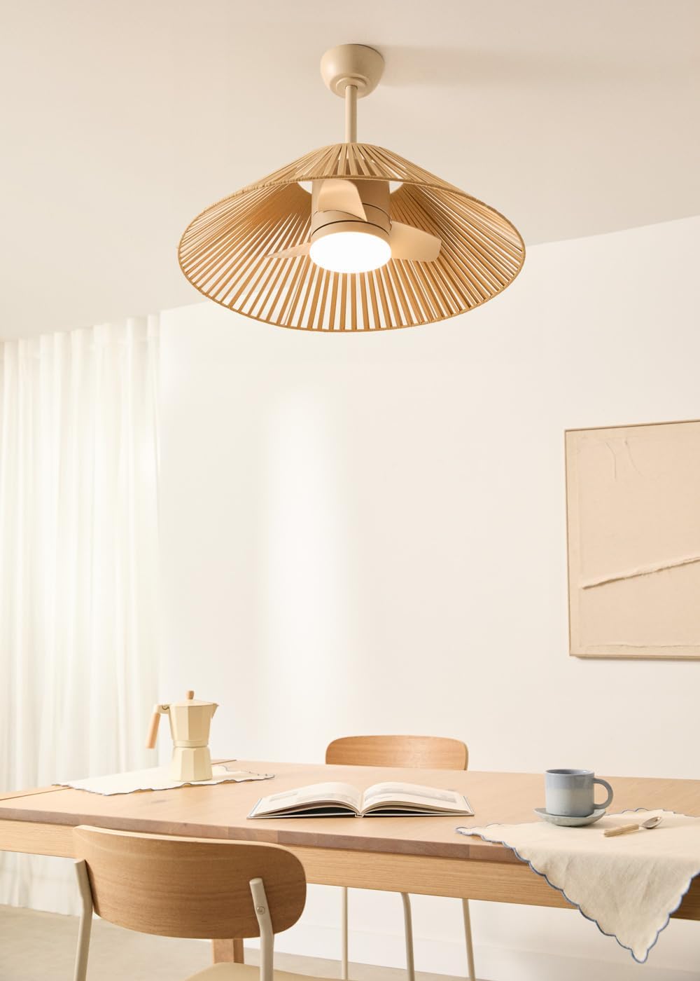 CREATE / WIND LAMP WOVEN/Deckenventilator mit Beleuchtung Sand mit Fernbedienung / 25W, Programmierb