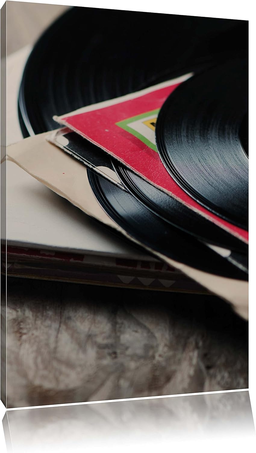 Mixtape Schallplatte DJ, Format: 100x70 auf Leinwand, XXL riesige Bilder fertig gerahmt mit Keilrahm