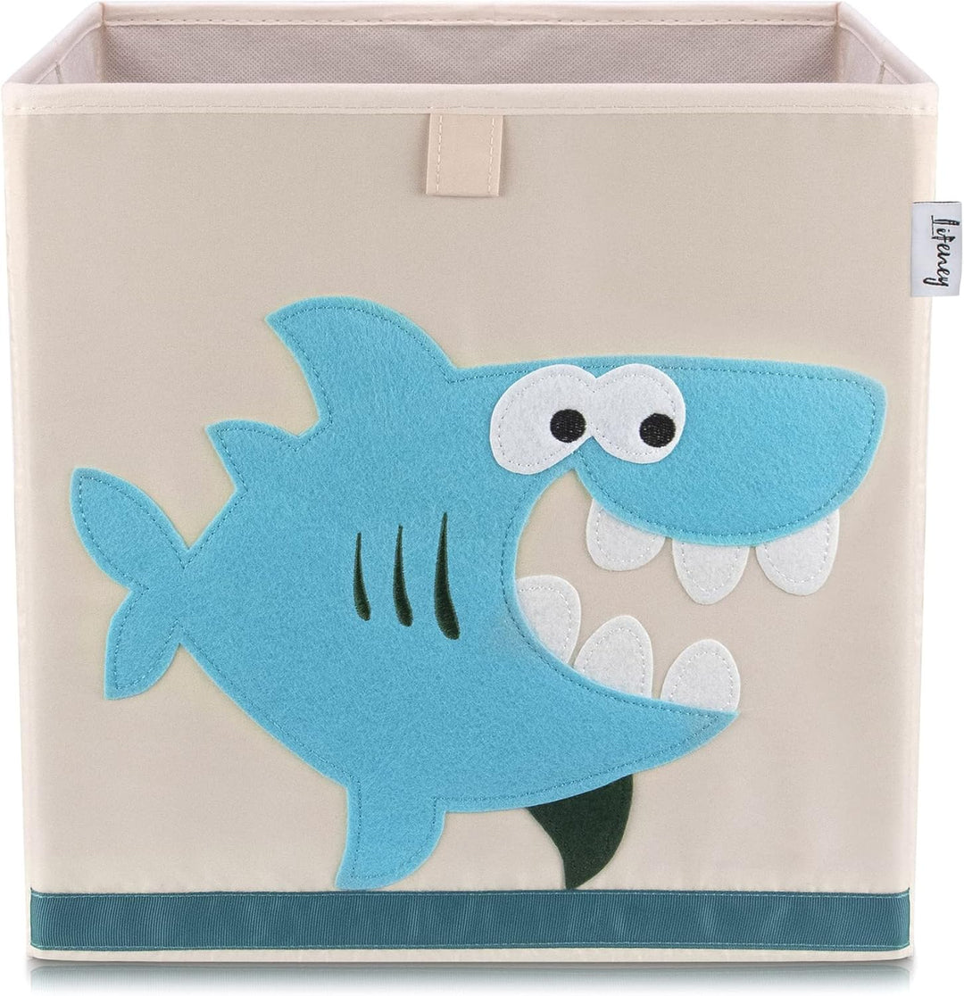 Aufbewahrungsbox im 2er Set Delfin und Hai I Doppelpack Spielzeugbox mit Tiermotiv passend für Würfe