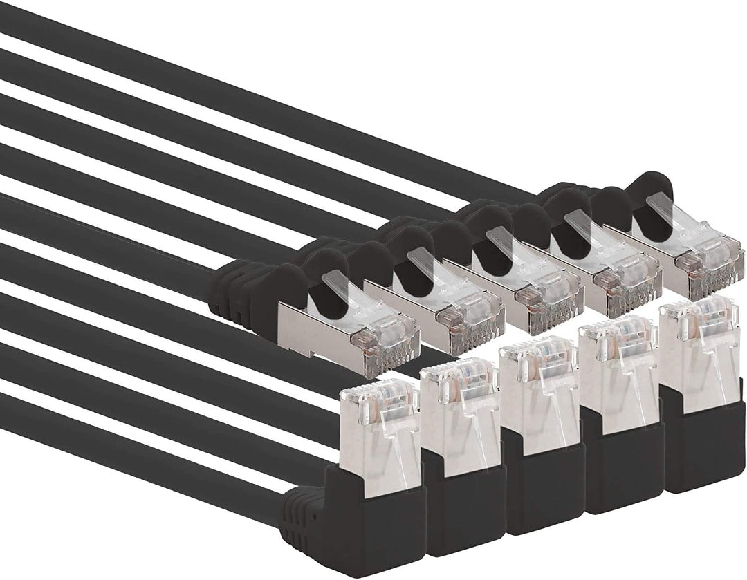 1aTTack.de 366256 Cat.6 Netzwerkkabel Winkel 90 Grad 7,5m - schwarz - 5 Stück - Cat6 Patchkabel (SFT