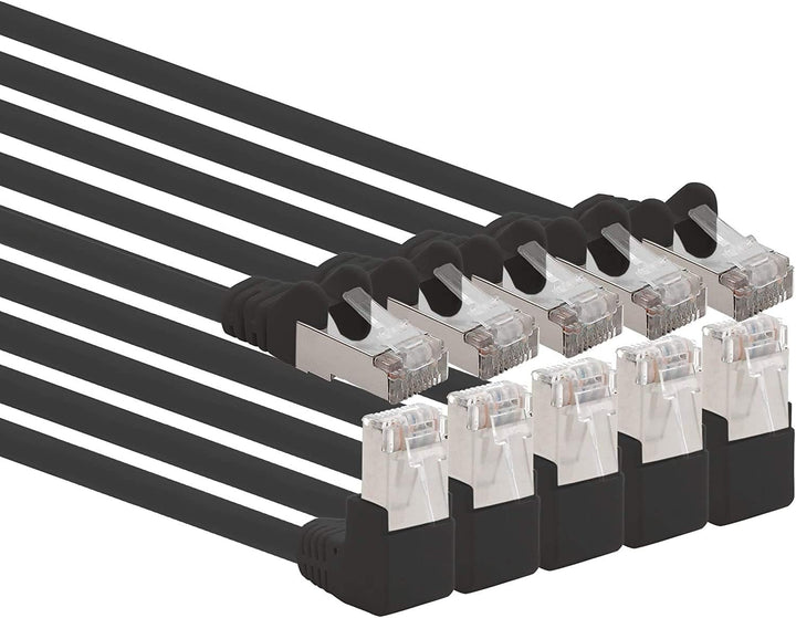 1aTTack.de 366256 Cat.6 Netzwerkkabel Winkel 90 Grad 7,5m - schwarz - 5 Stück - Cat6 Patchkabel (SFT