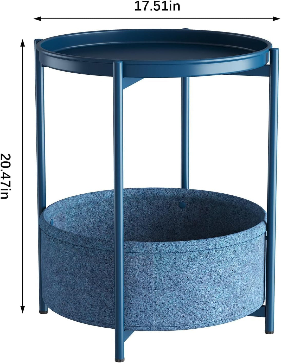 Beistelltisch Rund, Kleiner Tisch, Metall Balkontisch, Sofatisch 2 Ebenen, Couchtisch mit Korb aus S