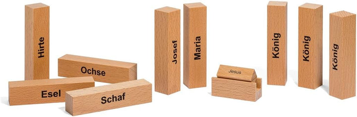 corpus delicti :: Puristische Design-Krippe im Bauhausstil - Moderne Weihnachtskrippe aus Holzklötzc