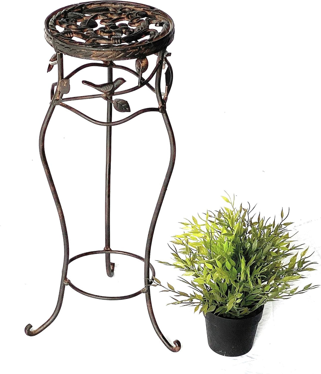 DanDiBo Blumenhocker Metall Schwarz Rund Höhe 52 cm Blumenständer 18215 Blumensäule Antik Pflanzenst
