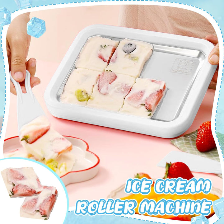 Jeinbuil Eisplatte zum eis machen Eiscreme Roller Maker Pan mit 2 Spateln Kleine Instant Rolled Ice