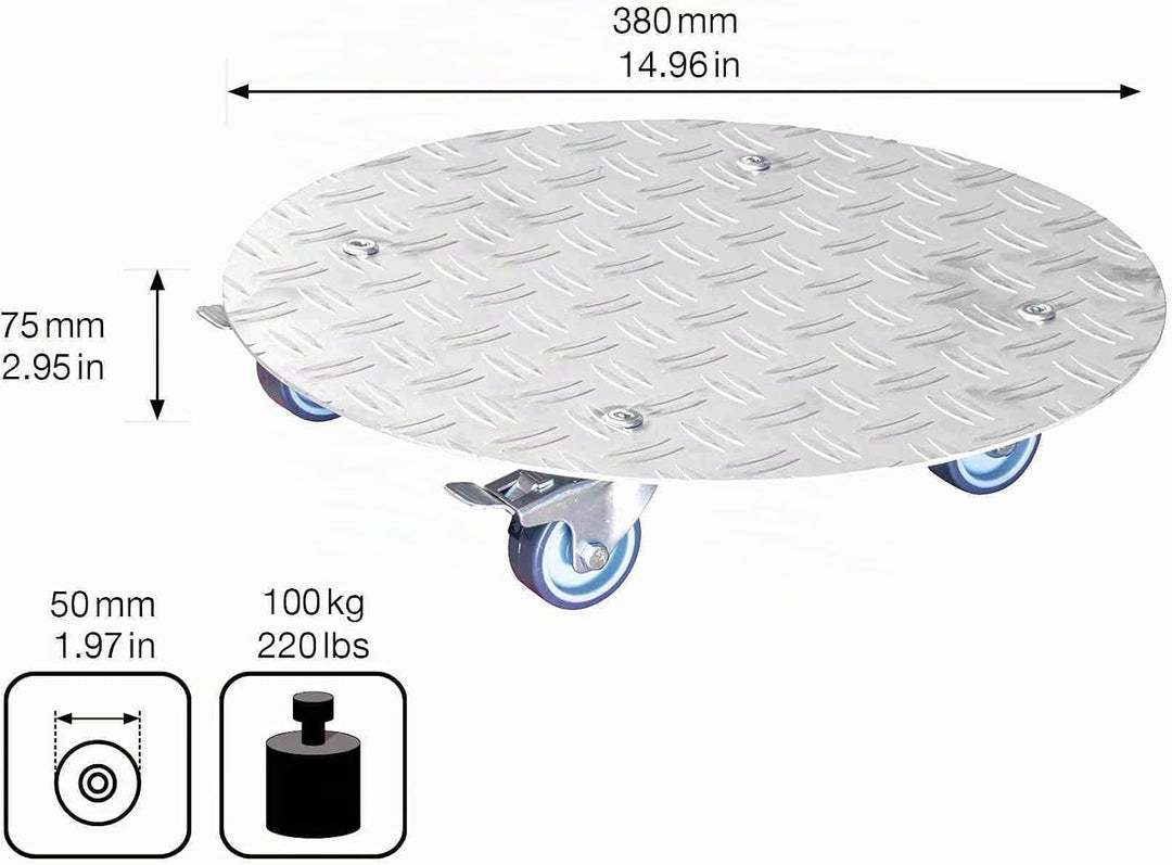 Wagner Pflanzenroller Alaska Ø 38 x 7,5 cm I Blumenroller für Aussenbereich + Innenbereich I Kübelro