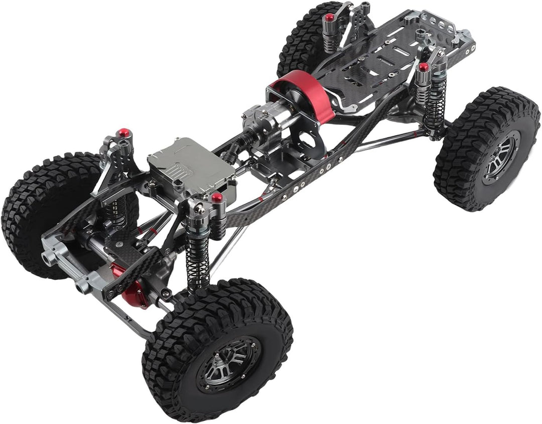 Tonysa RC Auto Rahmen 313mm Radstand RC Frame, RC Crawler Car mit Reifen, Aluminiumlegierung Kohlefa