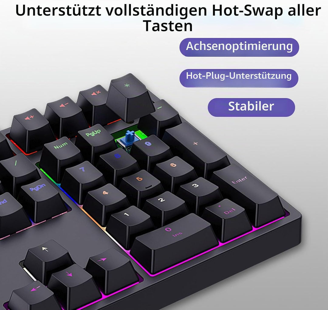 Zunate Mechanischer Nummernblock, 34 Tasten, Kabelgebundener USB-C-Ziffernblock, RGB-Hintergrundbele
