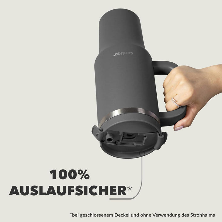 Contigo Tumbler | Thermosflasche mit Henkel und Strohhalm | 1200 ml