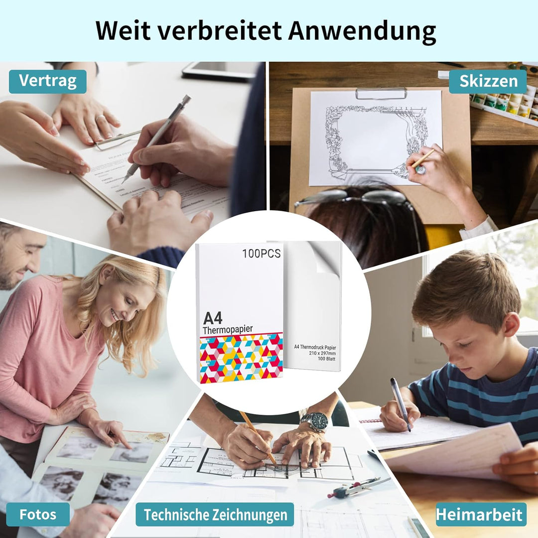 Thermopapier A4 für Tragbaren Drucker M08F/ M832/ Q302/M834, kompatibel mit Brother, Phomemo M08F, H