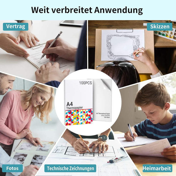 Thermopapier A4 für Tragbaren Drucker M08F/ M832/ Q302/M834, kompatibel mit Brother, Phomemo M08F, H