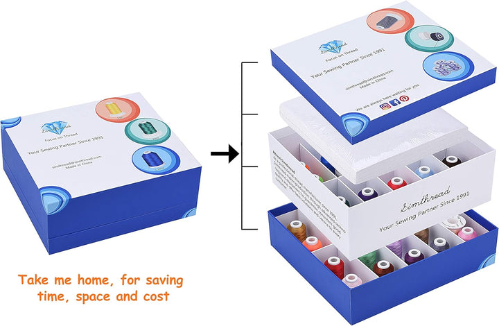 Simthread Maschinenstickgarn und Tear Away (Reissvlies) Maschinen Stickvlies mit Aufbewahrungskiste