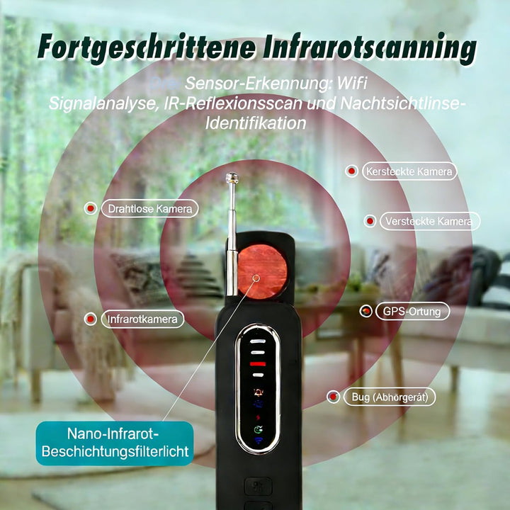 Wanzen Detektor 6 in 1 Versteckte Kamera Detektor RF Wireless Abhörwanzen Aufspüren Finder GPS Track