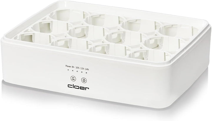 Cloer 9921 Joghurtbereiter für 12 Gläser, je 150 ml Fassungsvermögen, für Joghurt und Fermentkulture