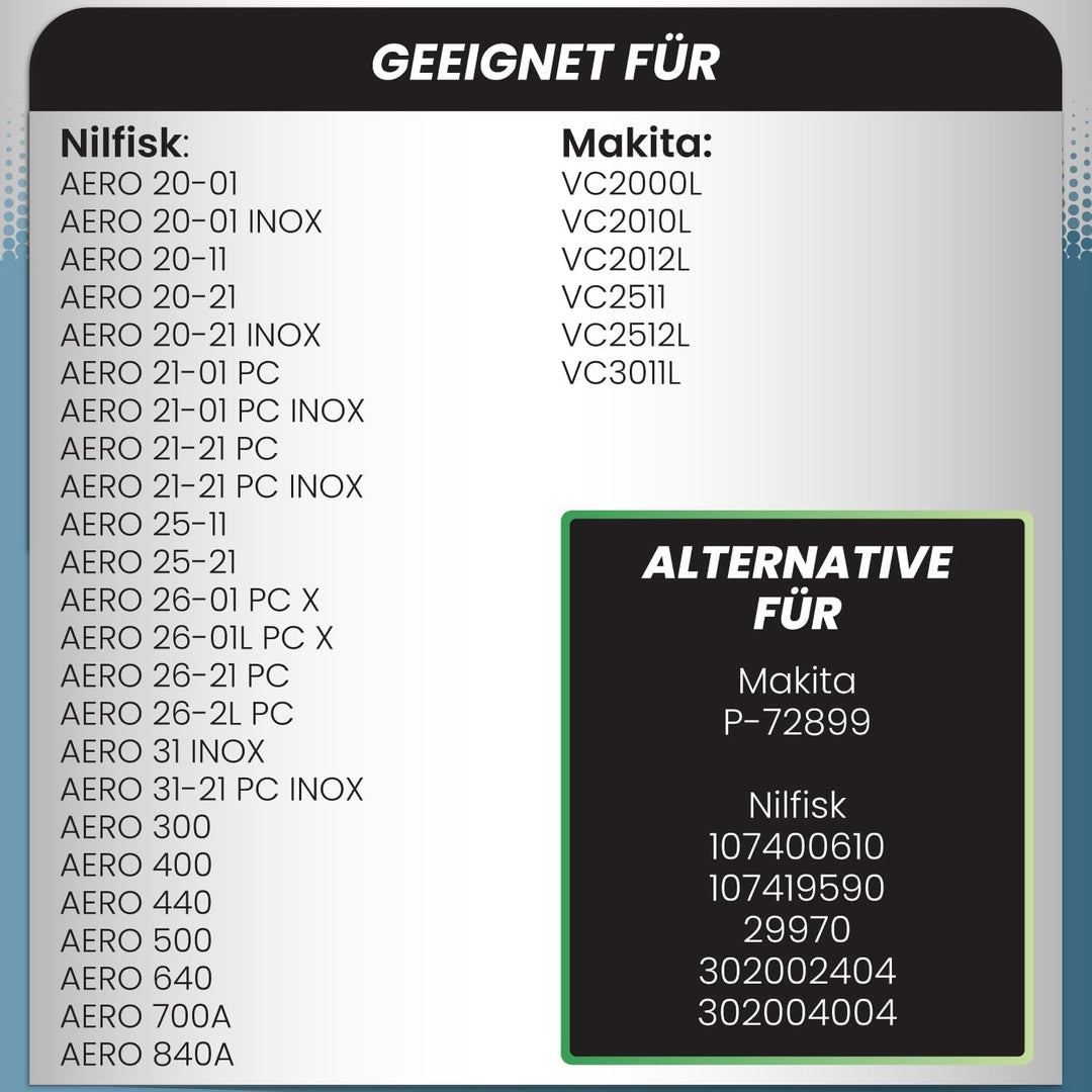 McFilter | 20x Staubsaugerbeutel kompatibel mit MAKITA VC2000L VC2010L VC2012L VC2511L VC2512L VC301