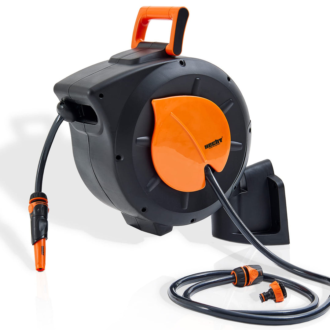 HECHT Automatik Wand Schlauchtrommel – mit 20m+2 oder 30m+2 Gartenschlauch – Inkl. Wandhalterung Sch