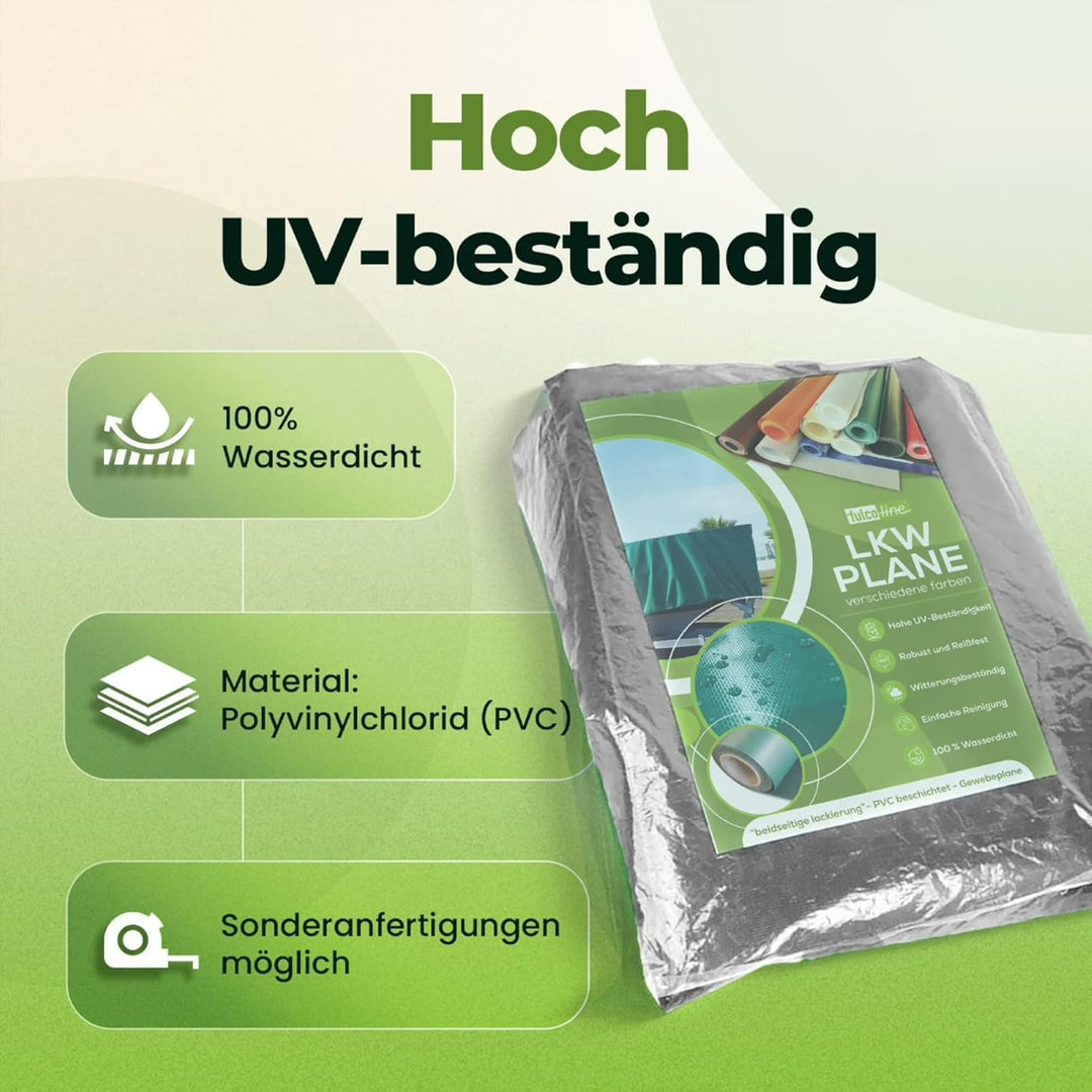 LKW Plane, 700 g, Ösen alle 50 cm mit Saum mit Wunschmass (Dunkelgrau, 2,40 m x 2,00 m) Dunkelgrau 2