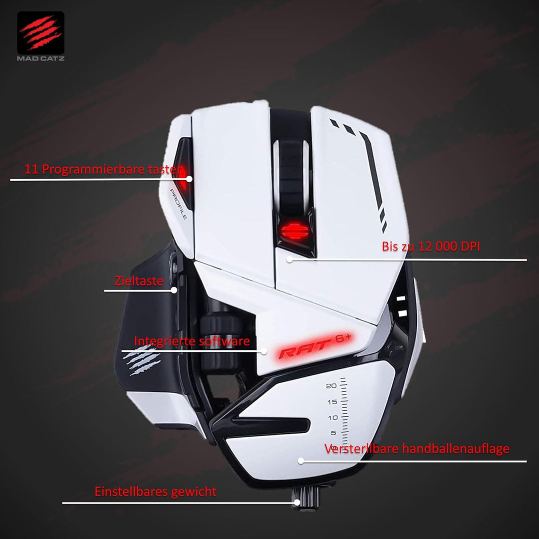 MadCatz R.A.T. 6+ Optical Gaming Mouse, White R.A.T. 6+