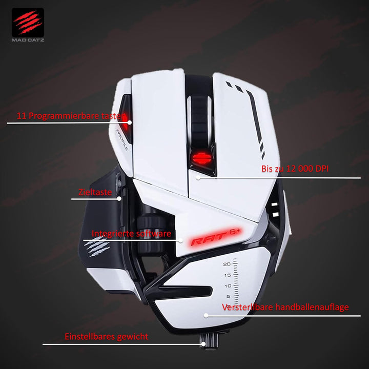 MadCatz R.A.T. 6+ Optical Gaming Mouse, White R.A.T. 6+