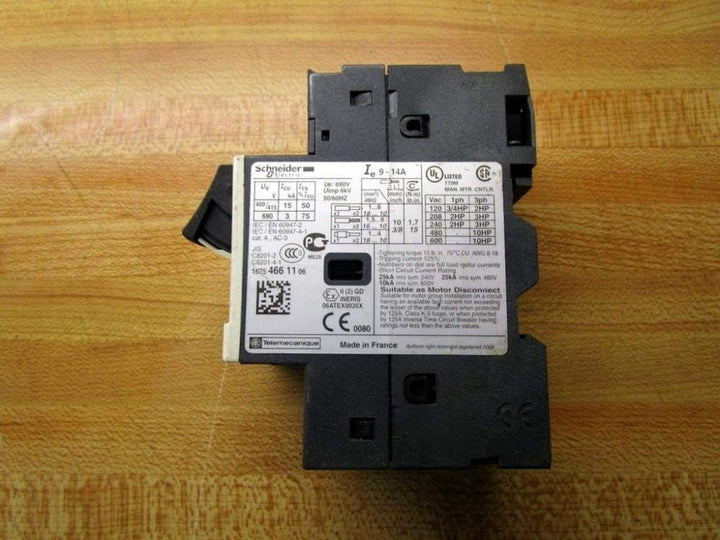 Schneider Electric | GV2ME16 - Motorschutzschalter, 3p, 9-14A, Tasterbetätigung, Schraubanschluss -