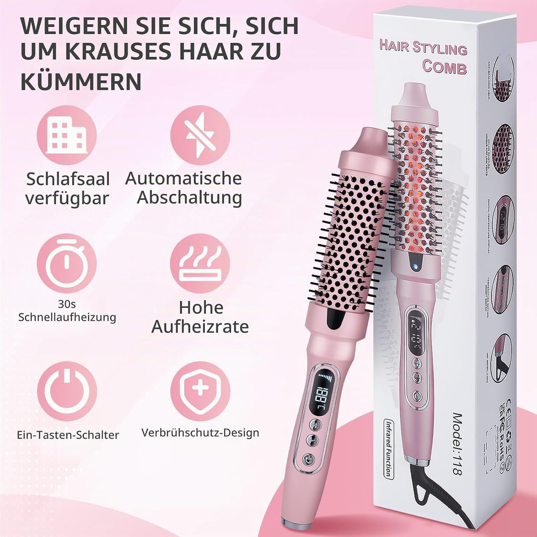 38 mm Thermal Brush, 3-in-1 Thermobürste für Schnelles Volumen, Locken, Glätten, Salon-Blowouts,5 Te