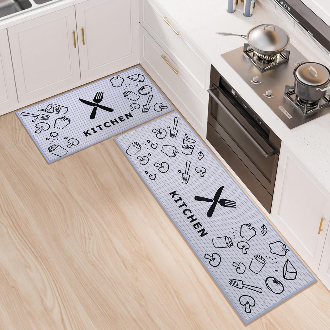 2 Stück Küchenvorleger und -matten rutschfest Maschinenwaschbar Abwischbare Matte für Küche, Eingang
