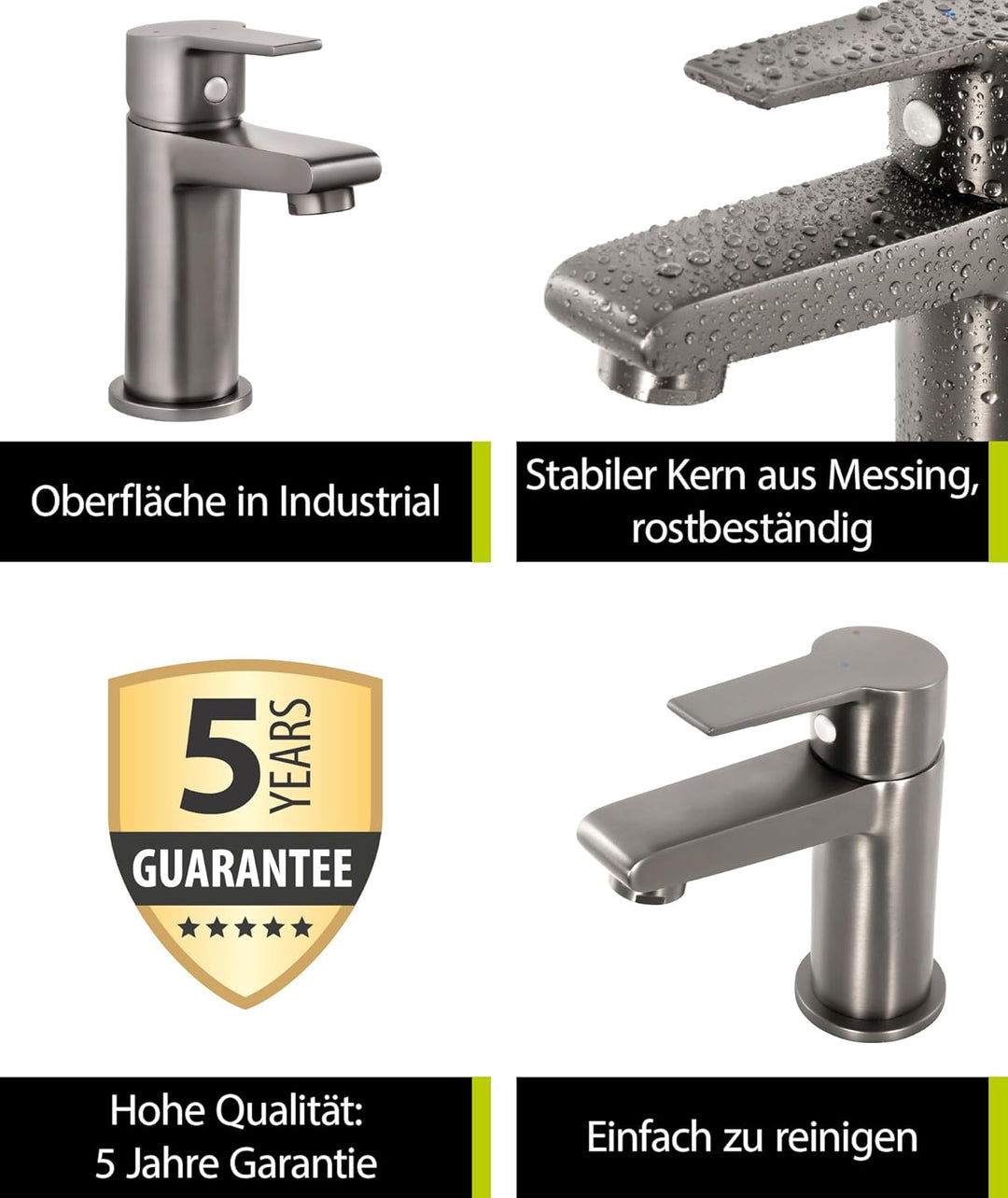 aquaSu® Waschtischarmatur Onara, mit Wasserspar-Kartusche, Kosten-sparende Kaltwassermittelstellung,