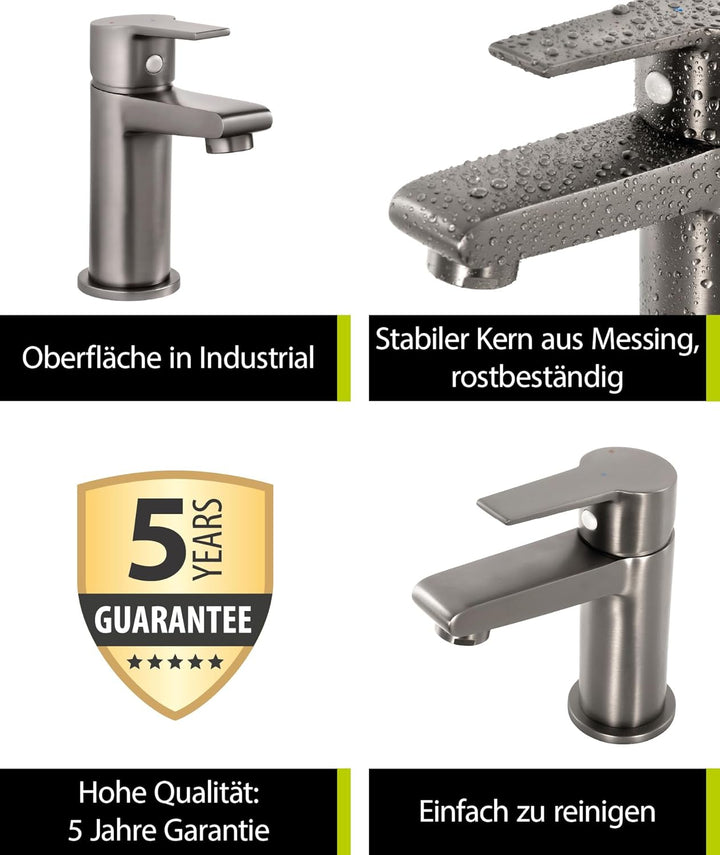 aquaSu® Waschtischarmatur Onara, mit Wasserspar-Kartusche, Kosten-sparende Kaltwassermittelstellung,